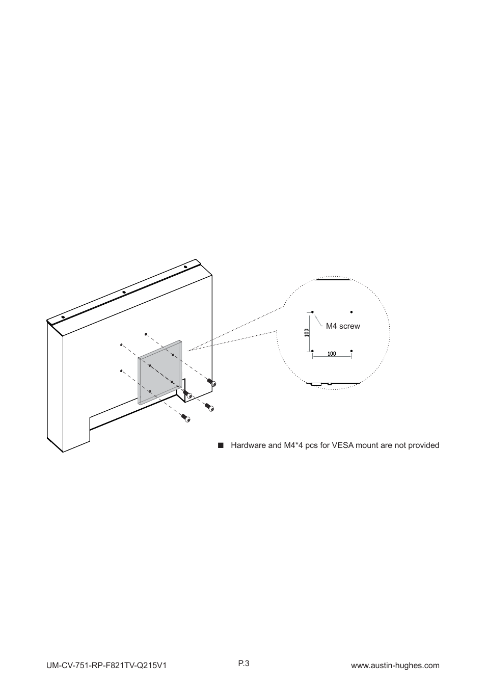 3 > vesa mount installation | Austin Hughes RP-F821TV User Manual | Page 8 / 36