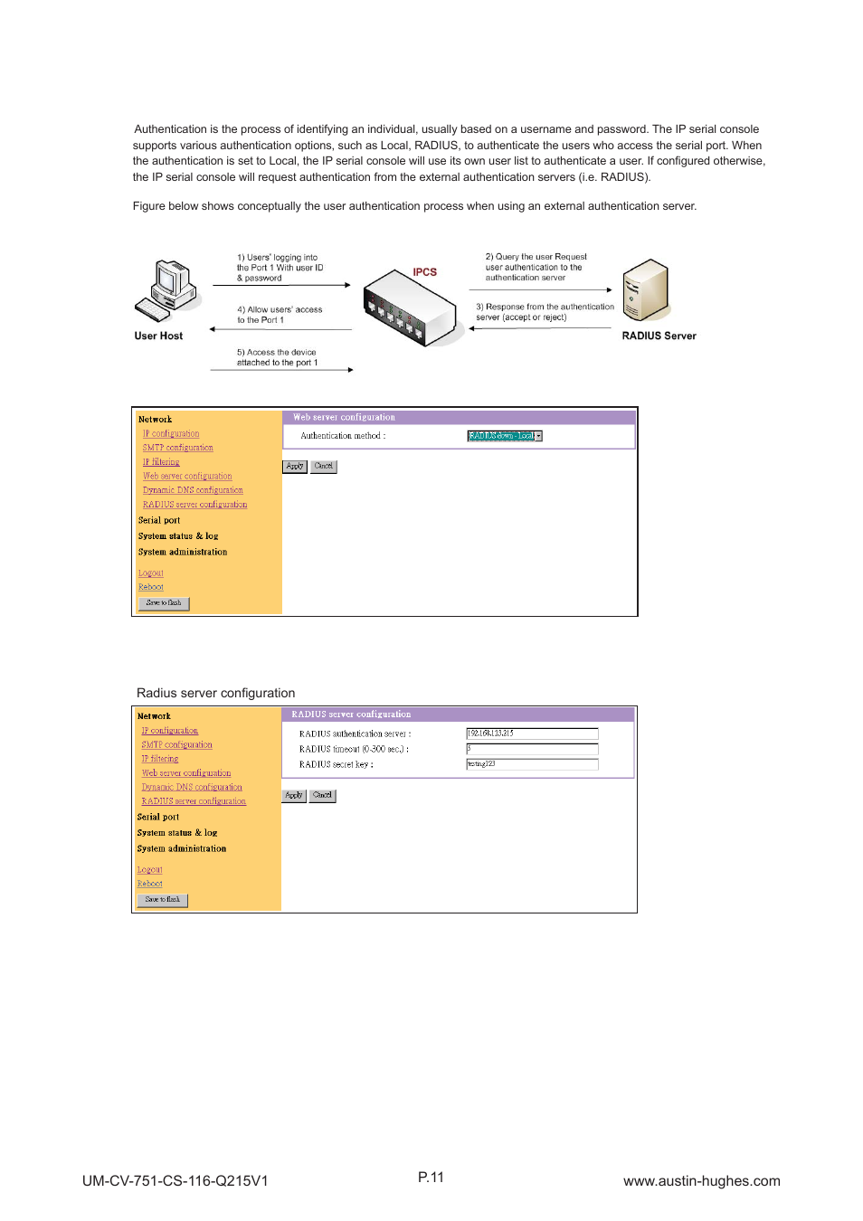 4 > web server confi guration, Cs-116 | Austin Hughes CS - 116 User Manual | Page 15 / 36