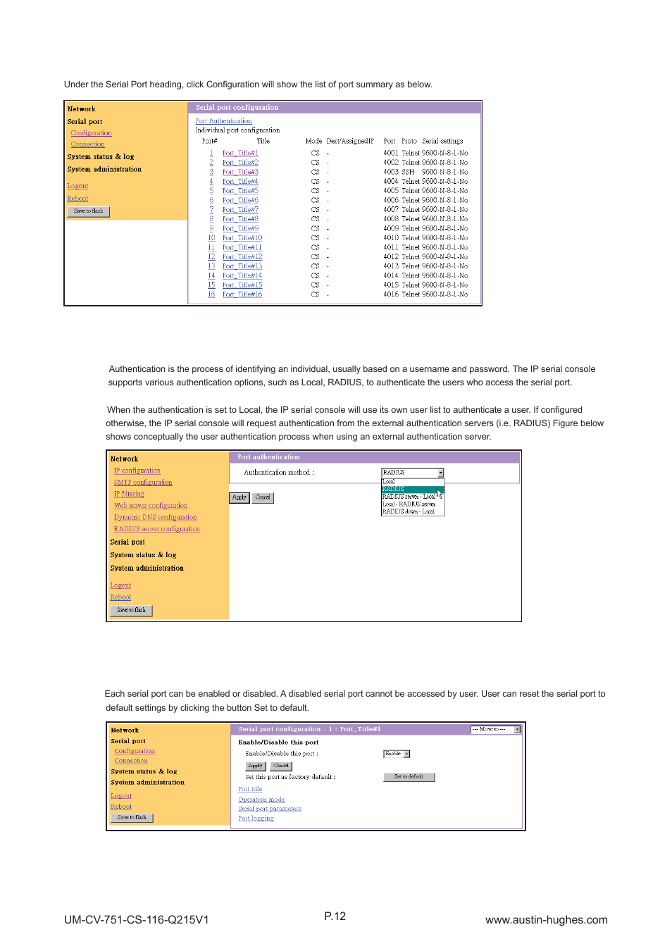5 > serial port confi guration, Cs-116 | Austin Hughes CS - 116 User Manual | Page 16 / 36