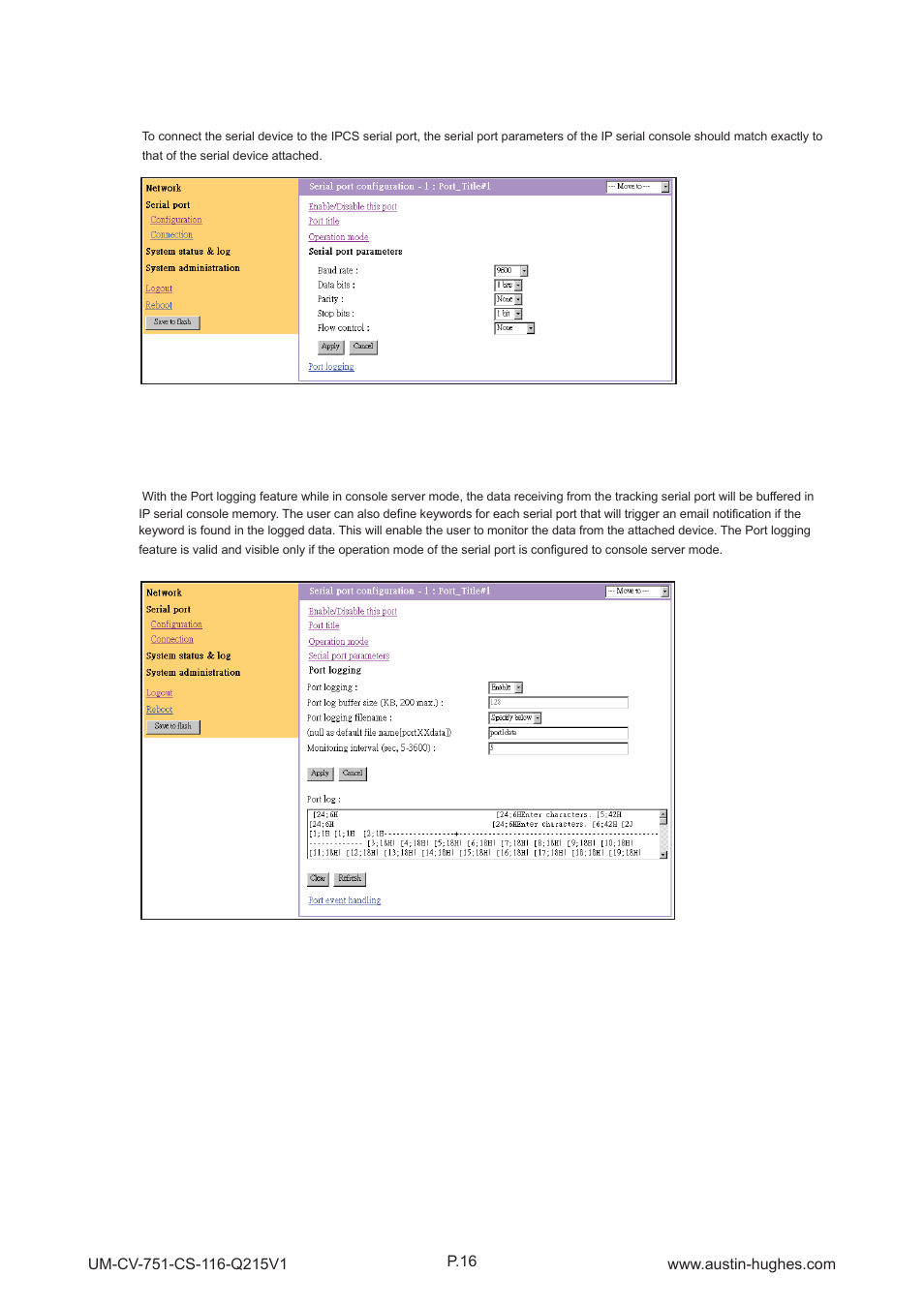 5 > serial port confi guration | Austin Hughes CS - 116 User Manual | Page 20 / 36