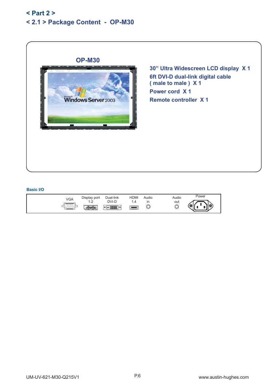 1 > package content - op-m30, Part 2 > op-m30 | Austin Hughes OP-M30 User Manual | Page 10 / 24