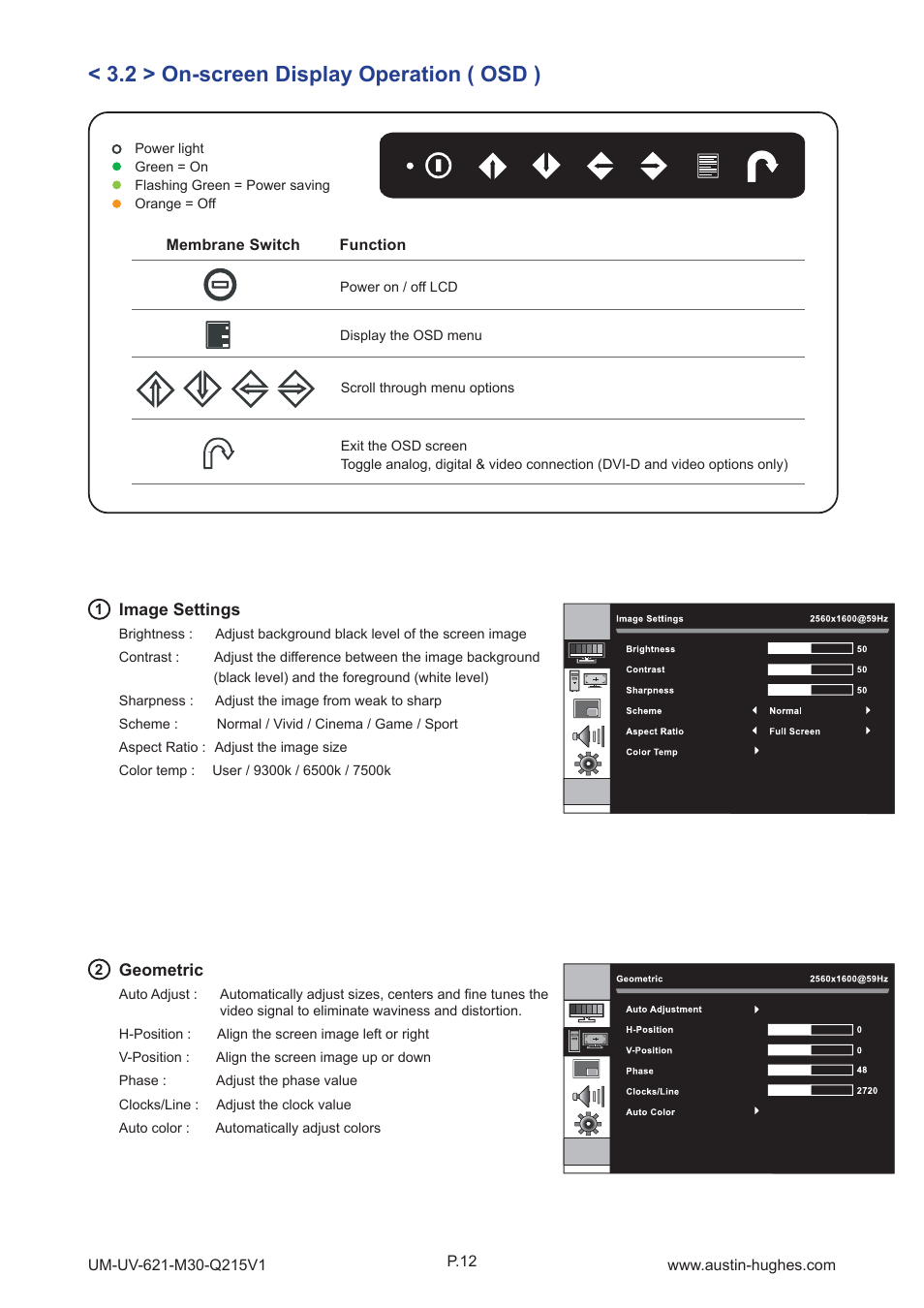 2 > on-screen display operation ( osd ) | Austin Hughes OP-M30 User Manual | Page 16 / 24
