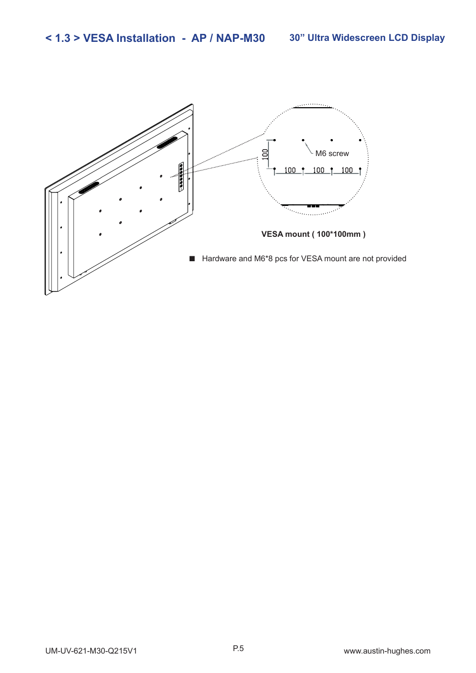 3 > vesa installation - ap / nap-m30 | Austin Hughes OP-M30 User Manual | Page 9 / 24
