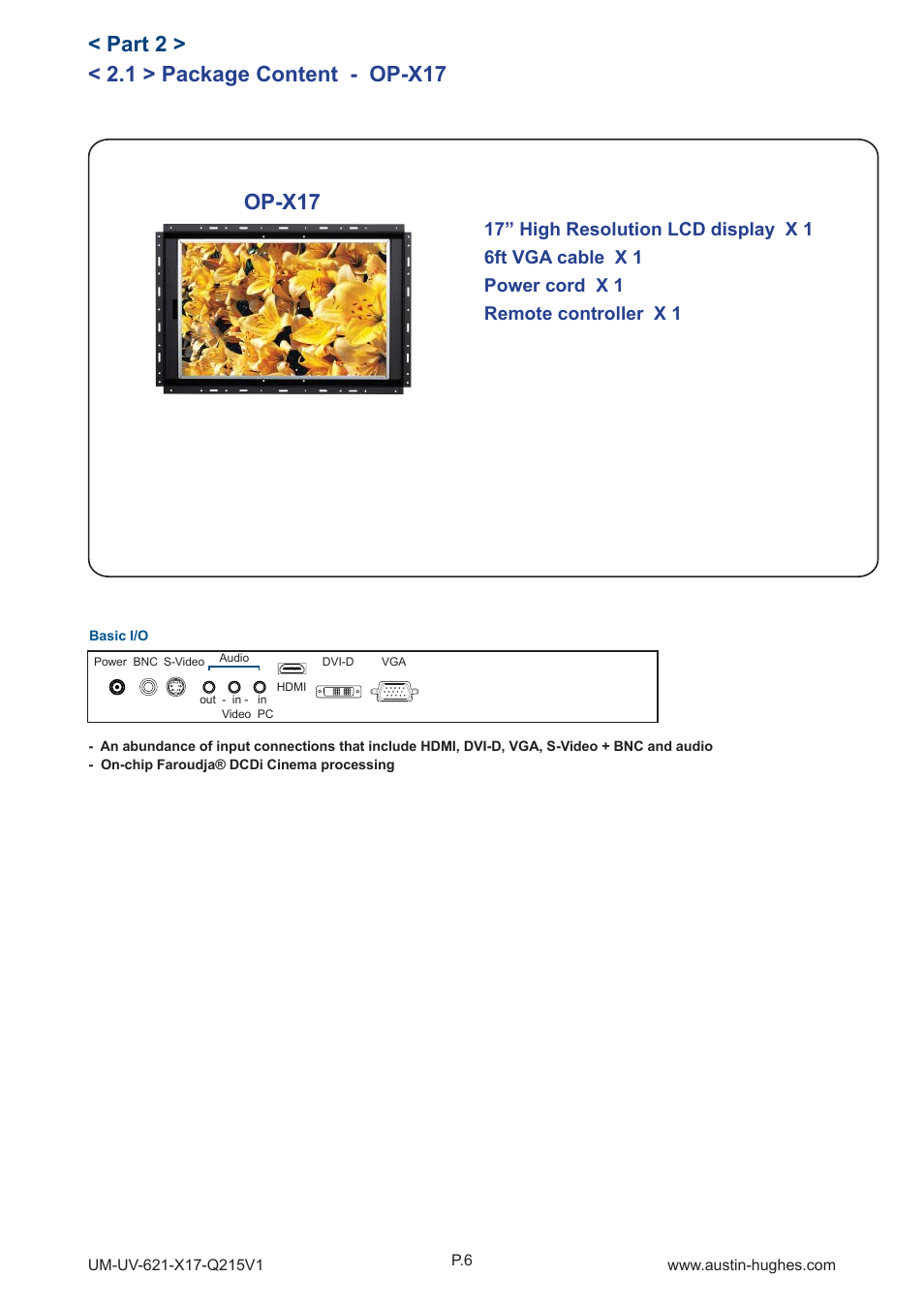 1 > package content - op-x17, Part 2 > op-x17 | Austin Hughes OP-X17 User Manual | Page 10 / 28
