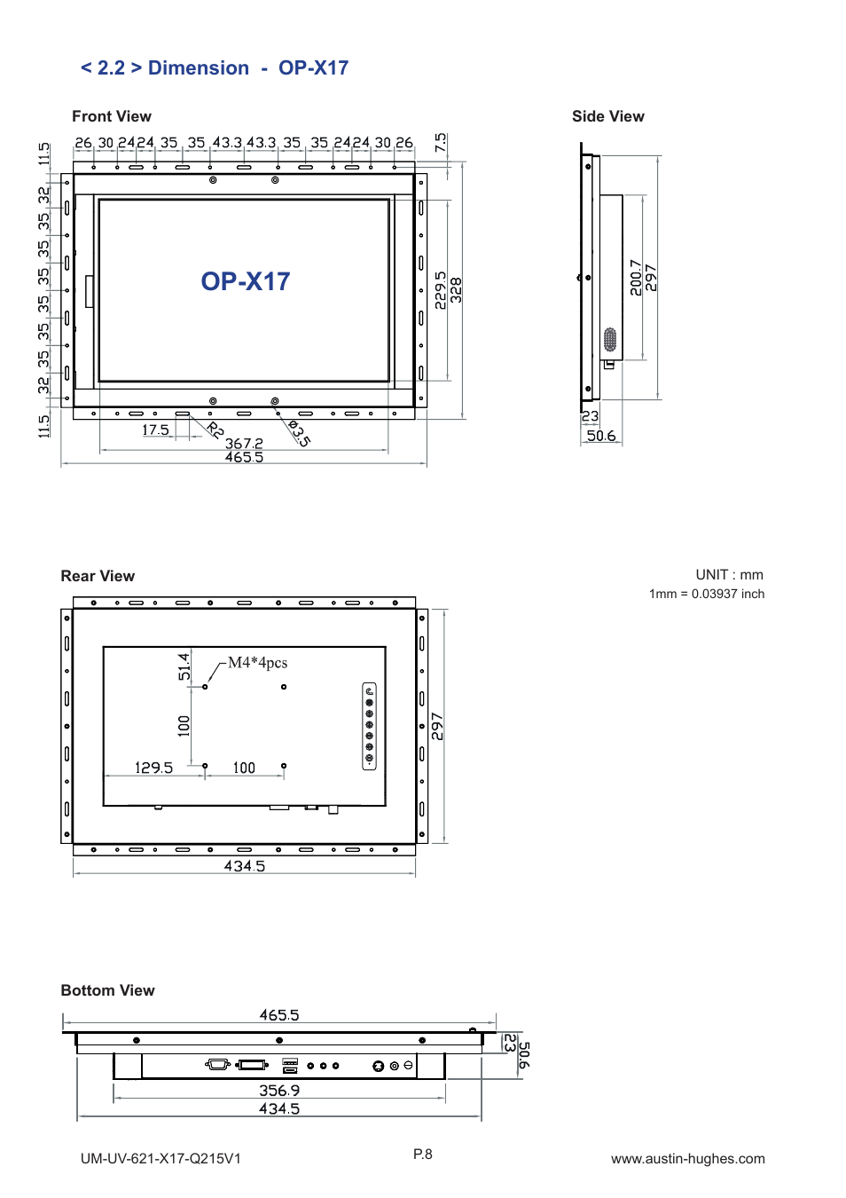 Op-x17, 2 > dimension - op-x17 | Austin Hughes OP-X17 User Manual | Page 12 / 28