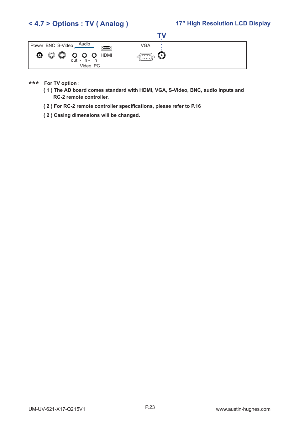 7 > options : tv ( analog ) | Austin Hughes OP-X17 User Manual | Page 27 / 28