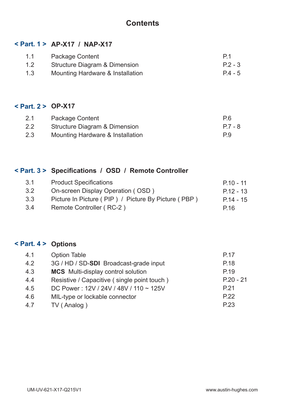 Austin Hughes OP-X17 User Manual | Page 3 / 28