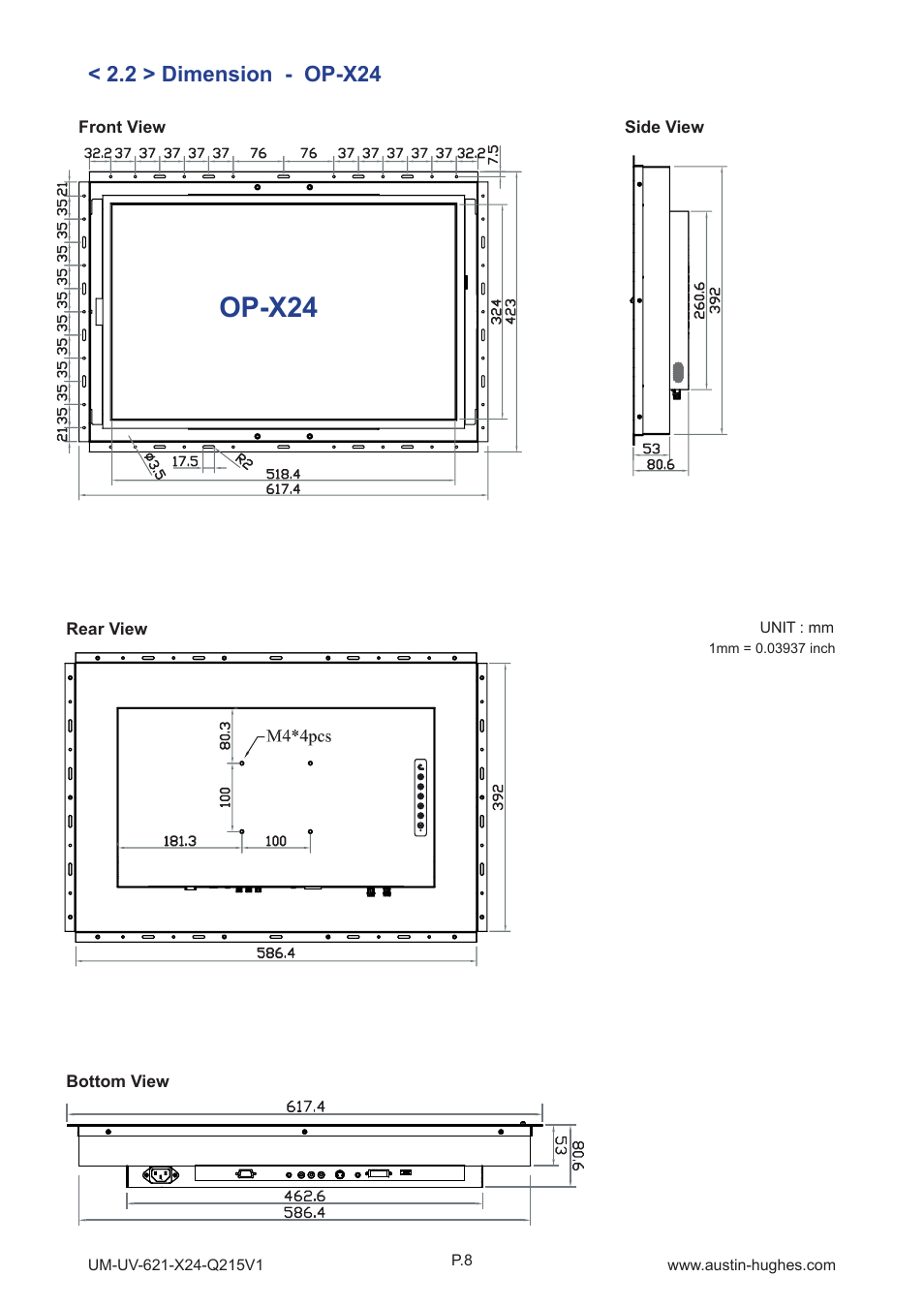 Op-x24, 2 > dimension - op-x24 | Austin Hughes OP-X24 User Manual | Page 12 / 28