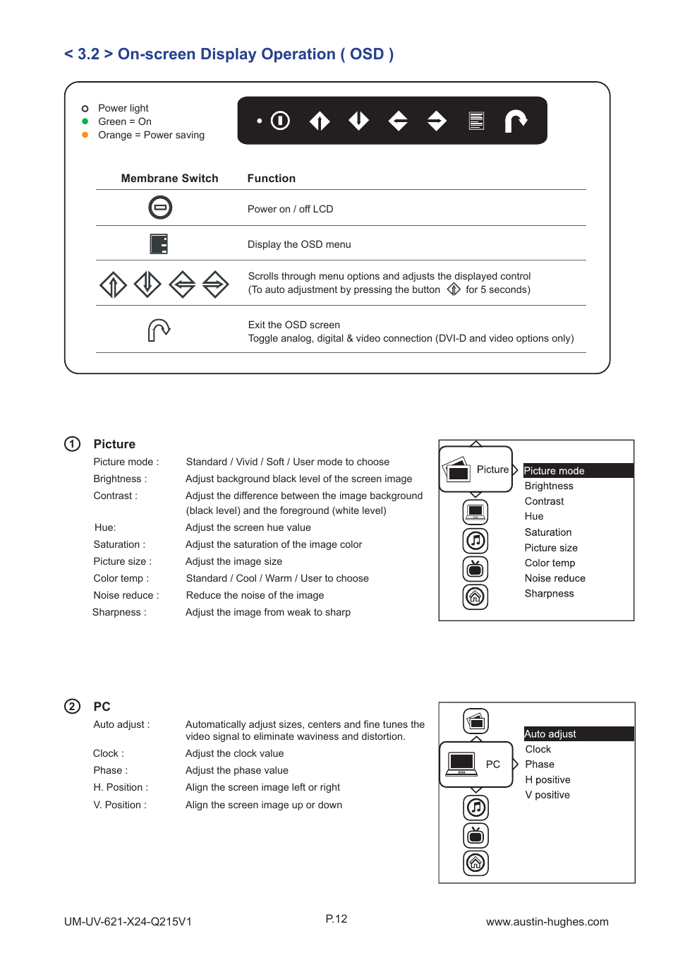 2 > on-screen display operation ( osd ) | Austin Hughes OP-X24 User Manual | Page 16 / 28