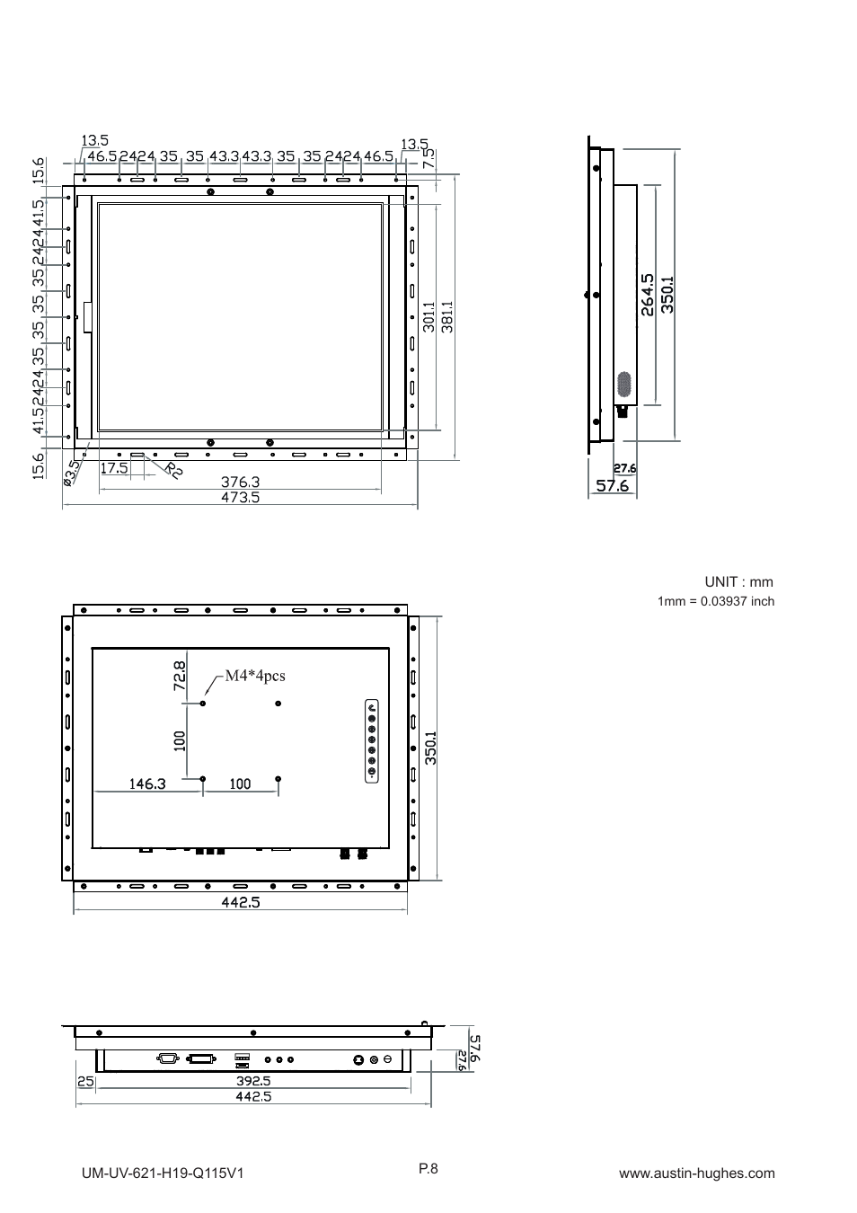 Hop-19, 2 > dimension - hop-19 | Austin Hughes HOP-19 User Manual | Page 13 / 32