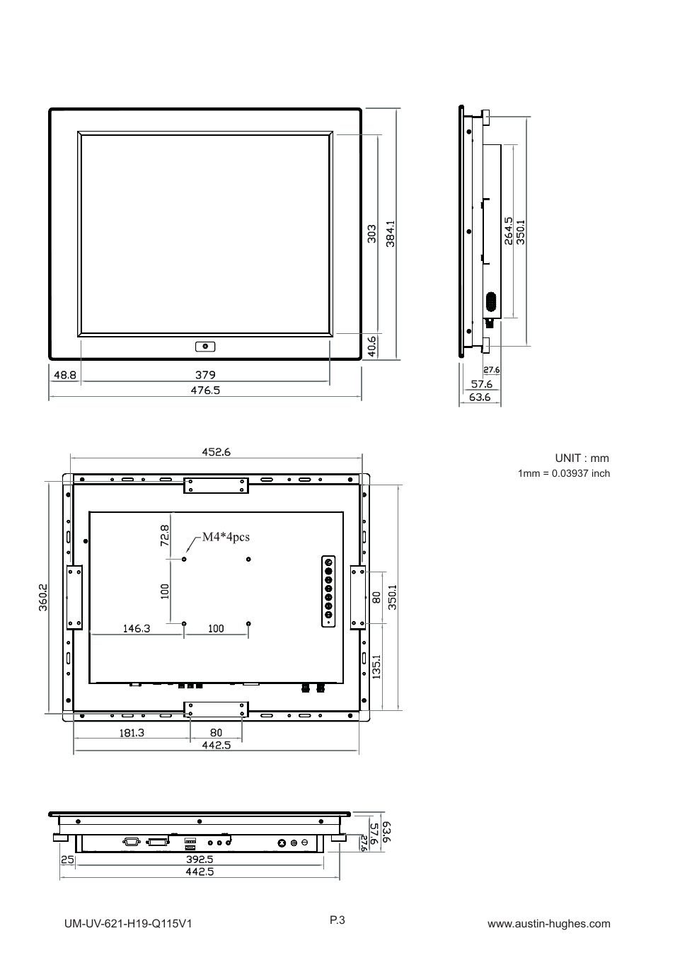 Hap-19, 2 > dimension - hap-19 | Austin Hughes HOP-19 User Manual | Page 8 / 32