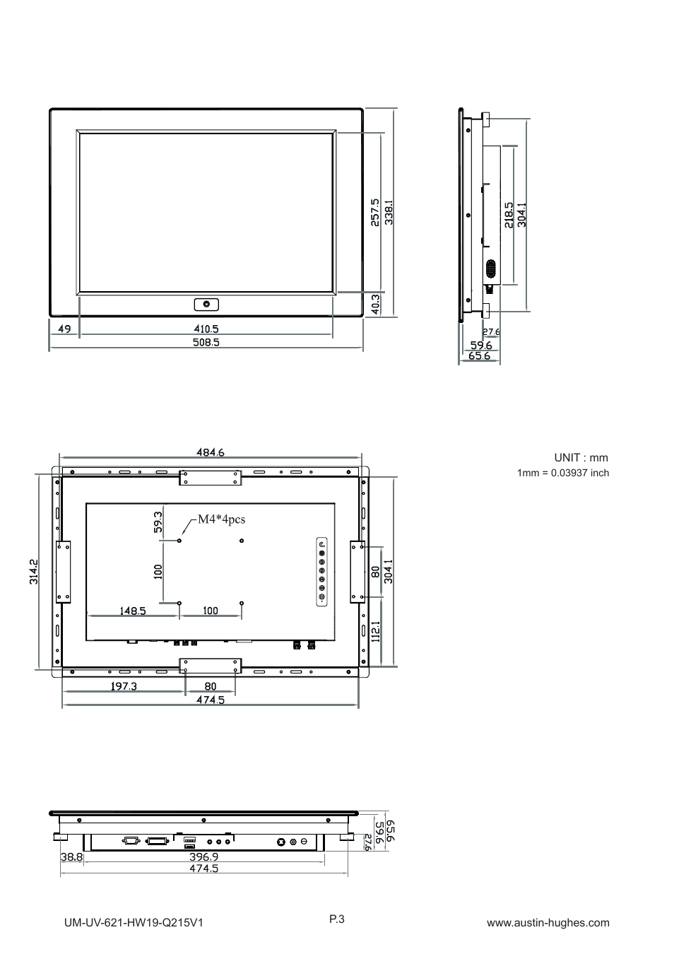 Hap-w19, 2 > dimension - hap-w19 | Austin Hughes HOP-W19 User Manual | Page 7 / 32