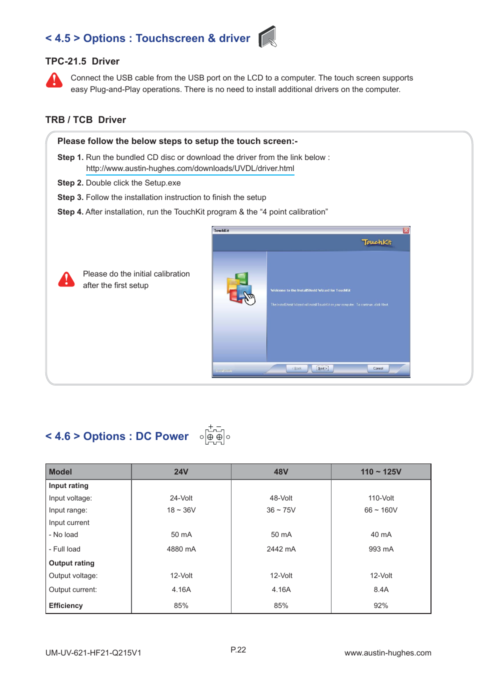 Trb / tcb driver, Tpc-21.5 driver | Austin Hughes HOP-F21 User Manual | Page 26 / 32