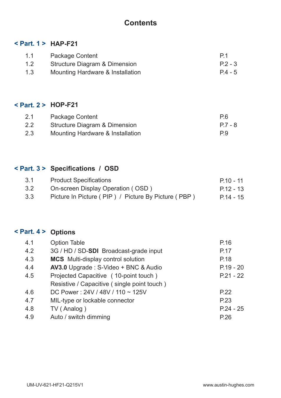 Austin Hughes HOP-F21 User Manual | Page 3 / 32