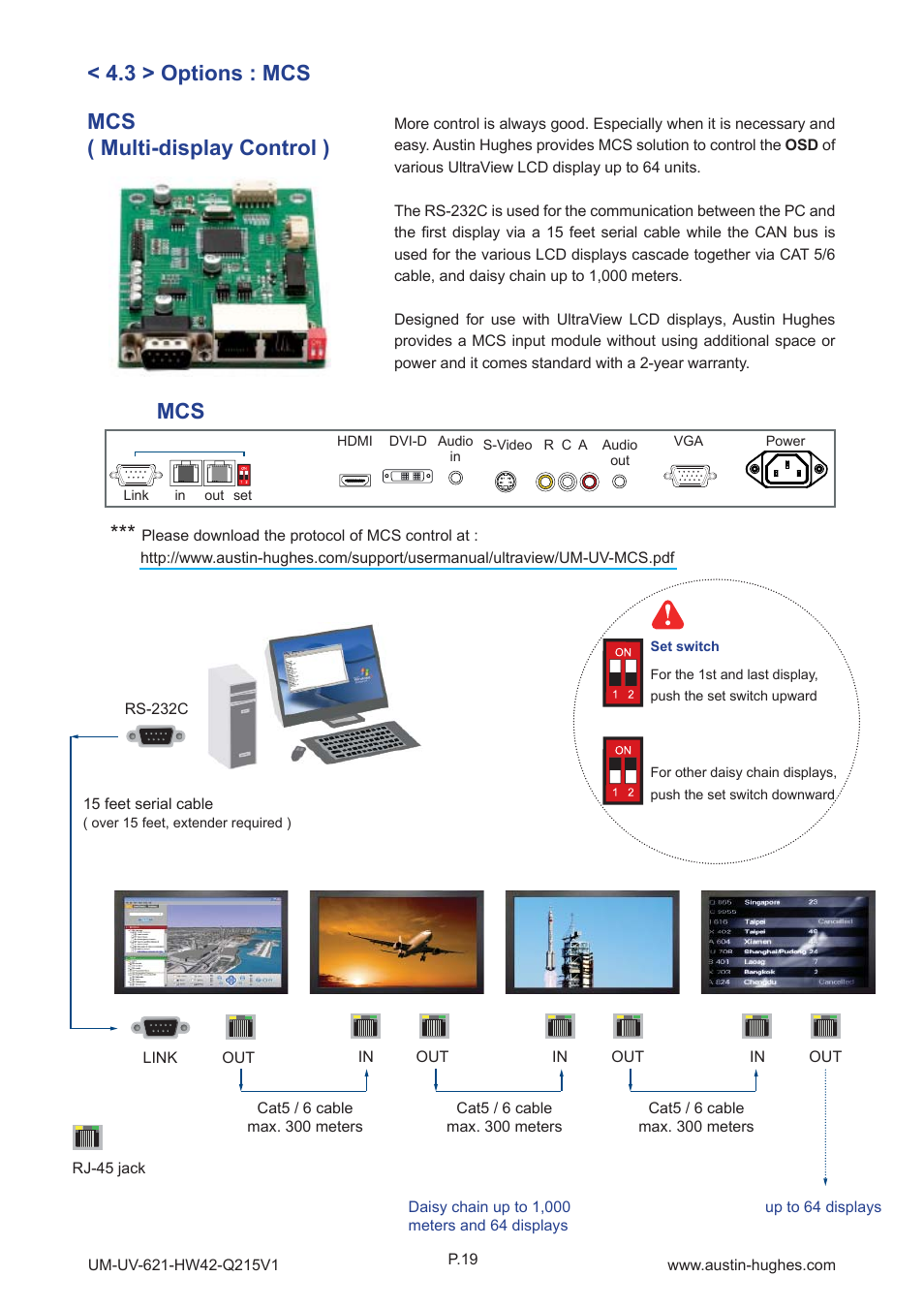 3 > options : mcs mcs ( multi-display control ) | Austin Hughes HOP-W42 User Manual | Page 24 / 32