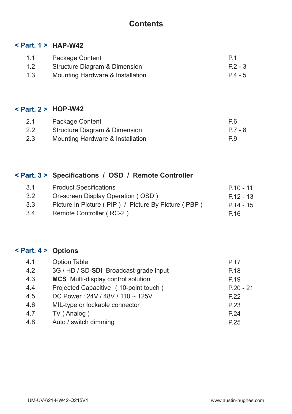 Austin Hughes HOP-W42 User Manual | Page 4 / 32