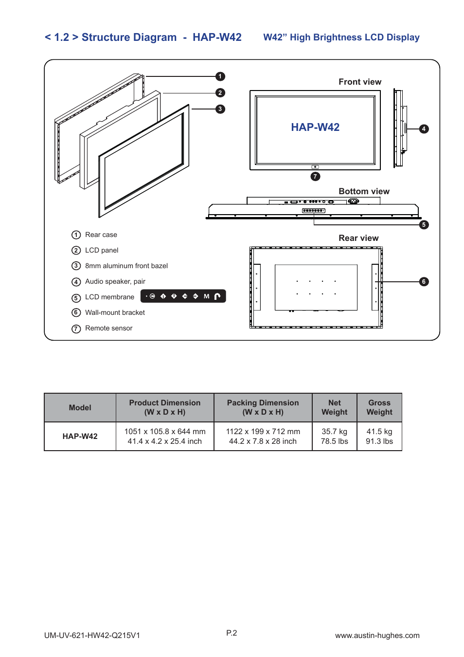 W42” high brightness lcd display | Austin Hughes HOP-W42 User Manual | Page 7 / 32