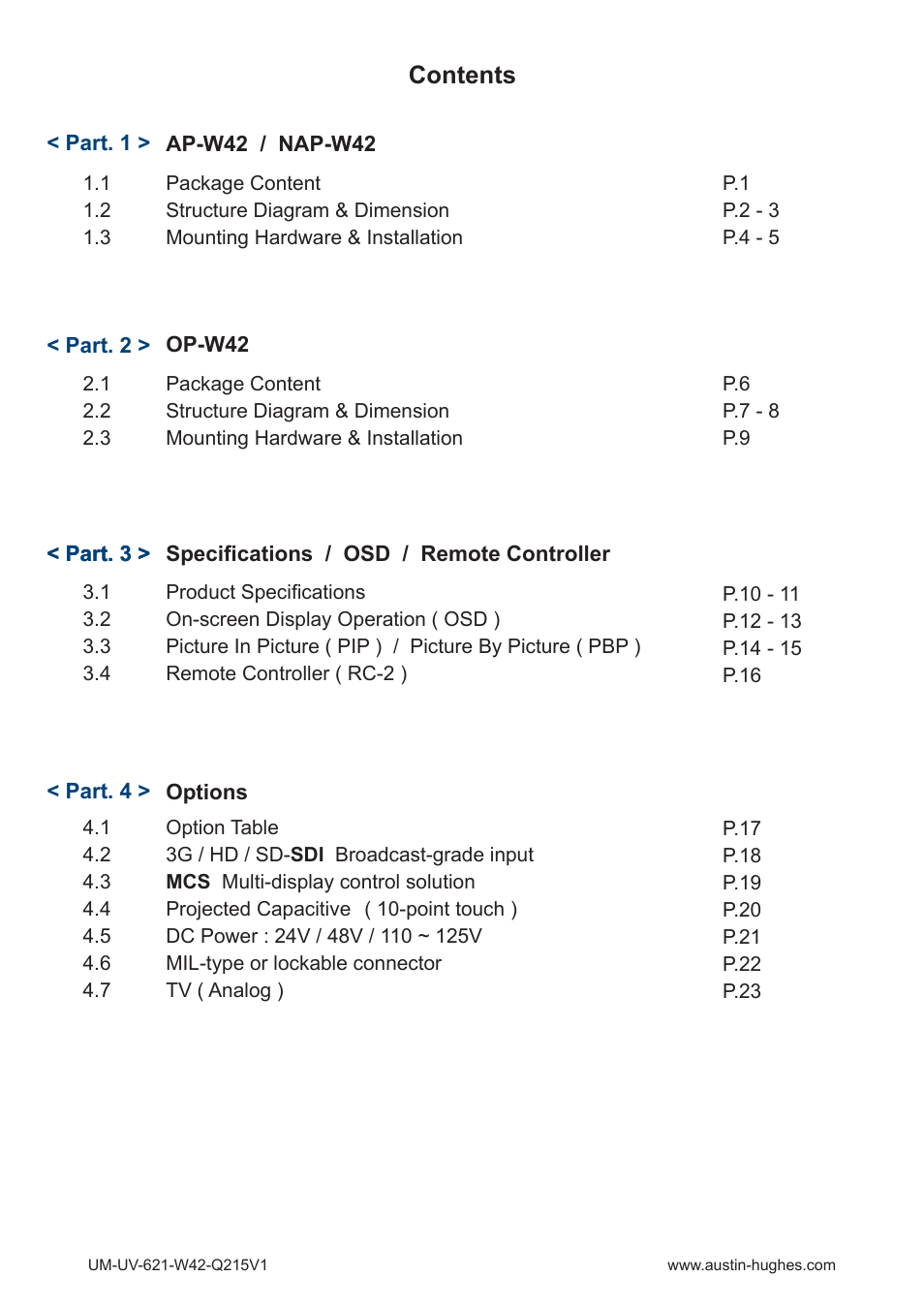 Austin Hughes OP-W42 User Manual | Page 3 / 28