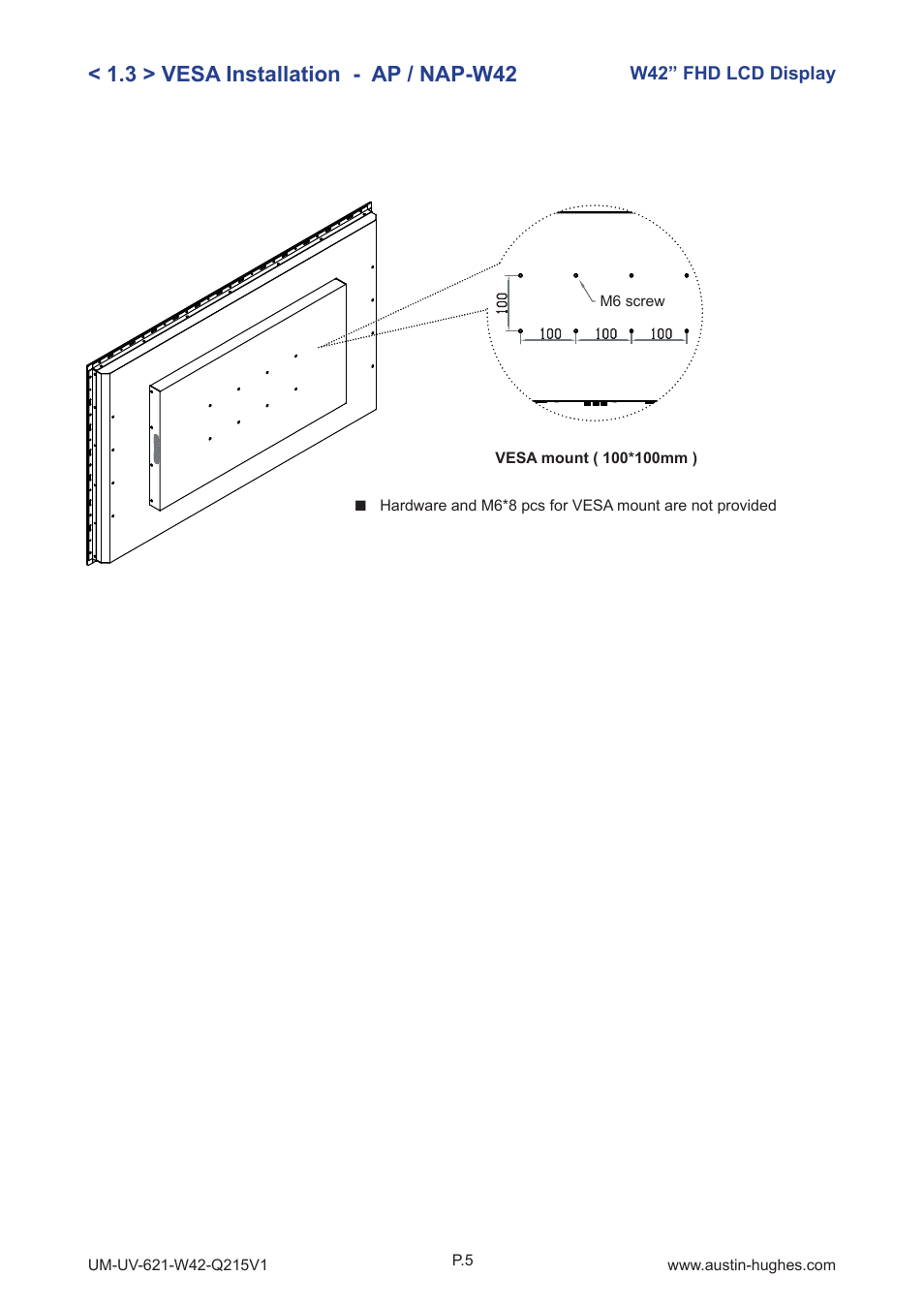 3 > vesa installation - ap / nap-w42 | Austin Hughes OP-W42 User Manual | Page 9 / 28