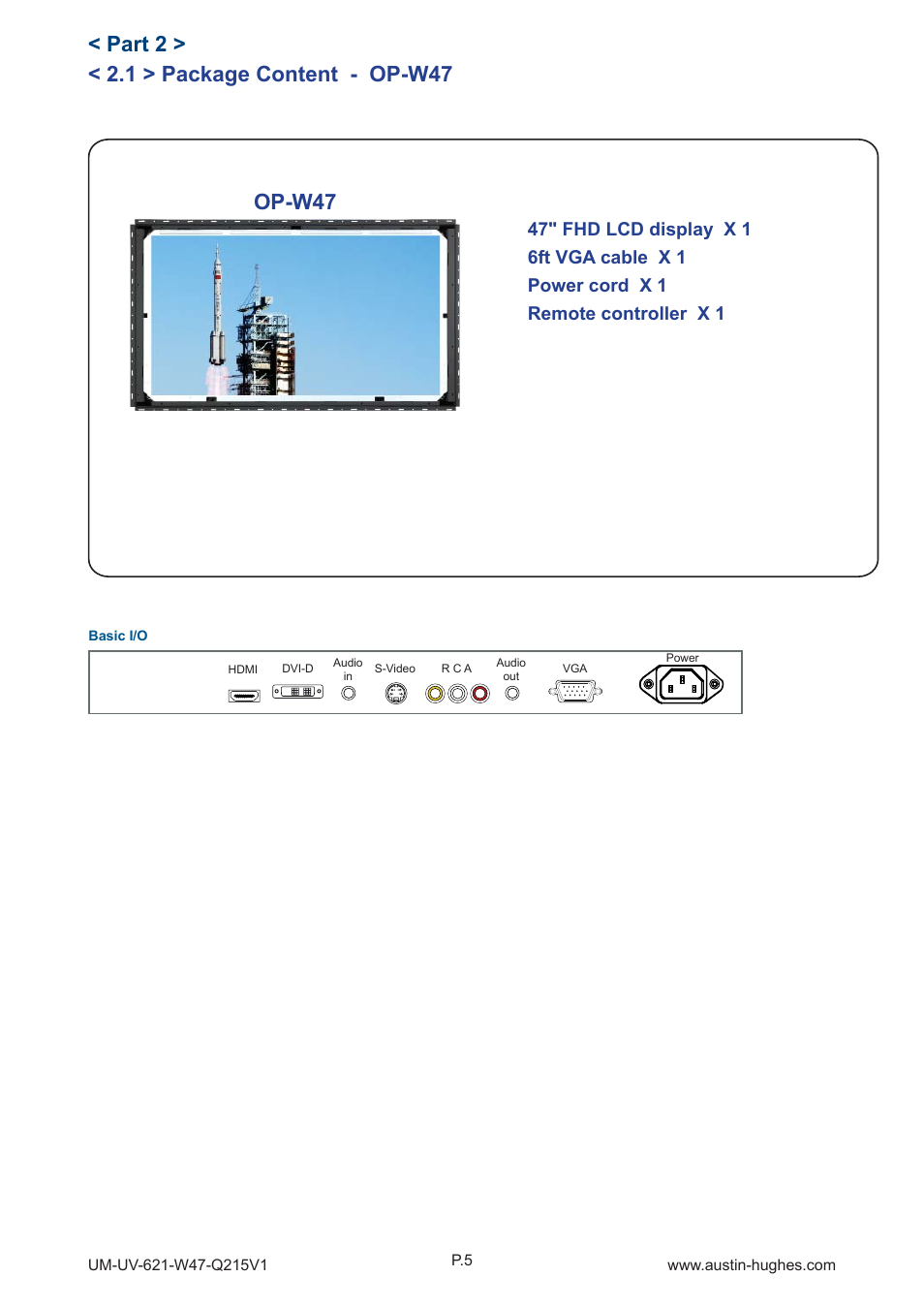 1 > package content - op-w47, Part 2 > op-w47 | Austin Hughes OP-W47 User Manual | Page 10 / 28