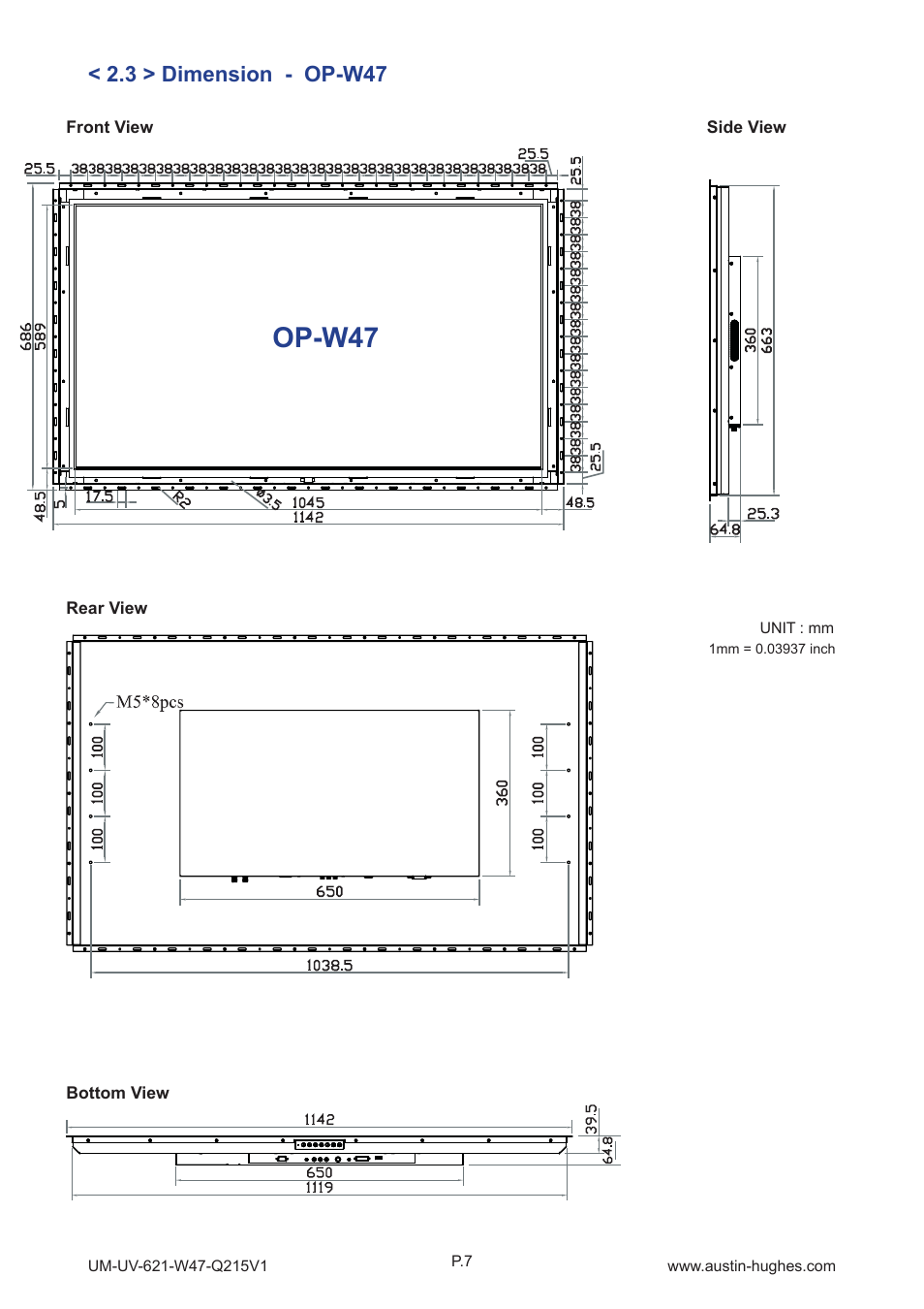 Op-w47, 3 > dimension - op-w47 | Austin Hughes OP-W47 User Manual | Page 12 / 28