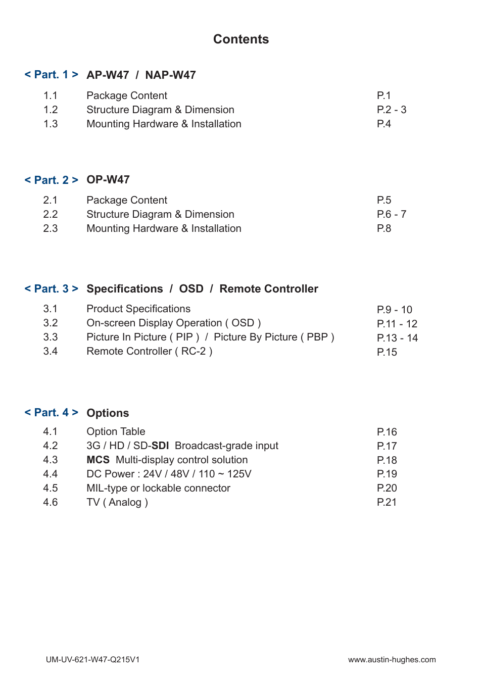 Austin Hughes OP-W47 User Manual | Page 4 / 28