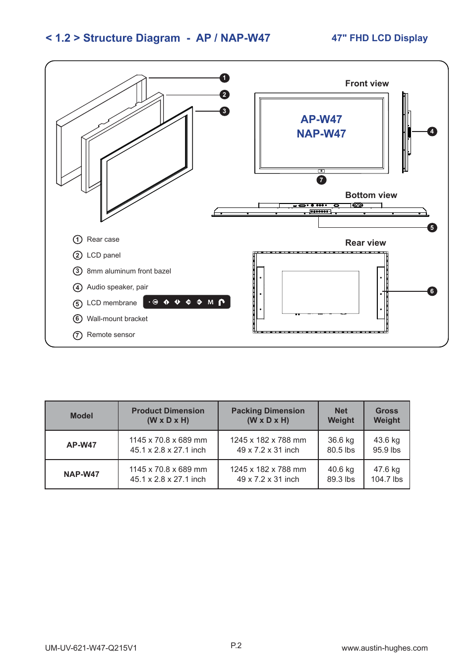 47" fhd lcd display | Austin Hughes OP-W47 User Manual | Page 7 / 28