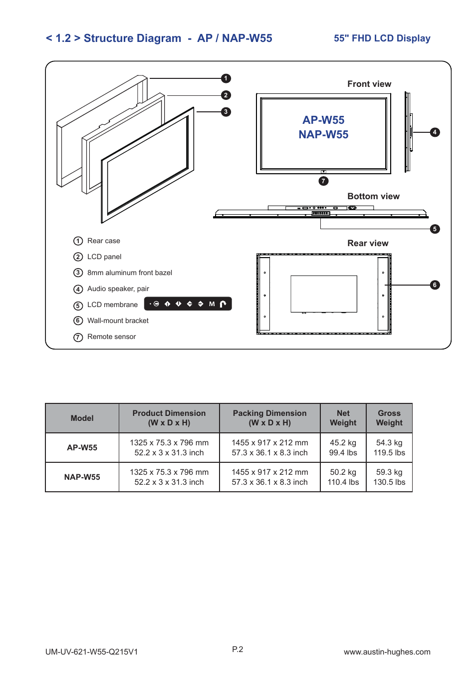 55" fhd lcd display | Austin Hughes OP-W55 User Manual | Page 7 / 28