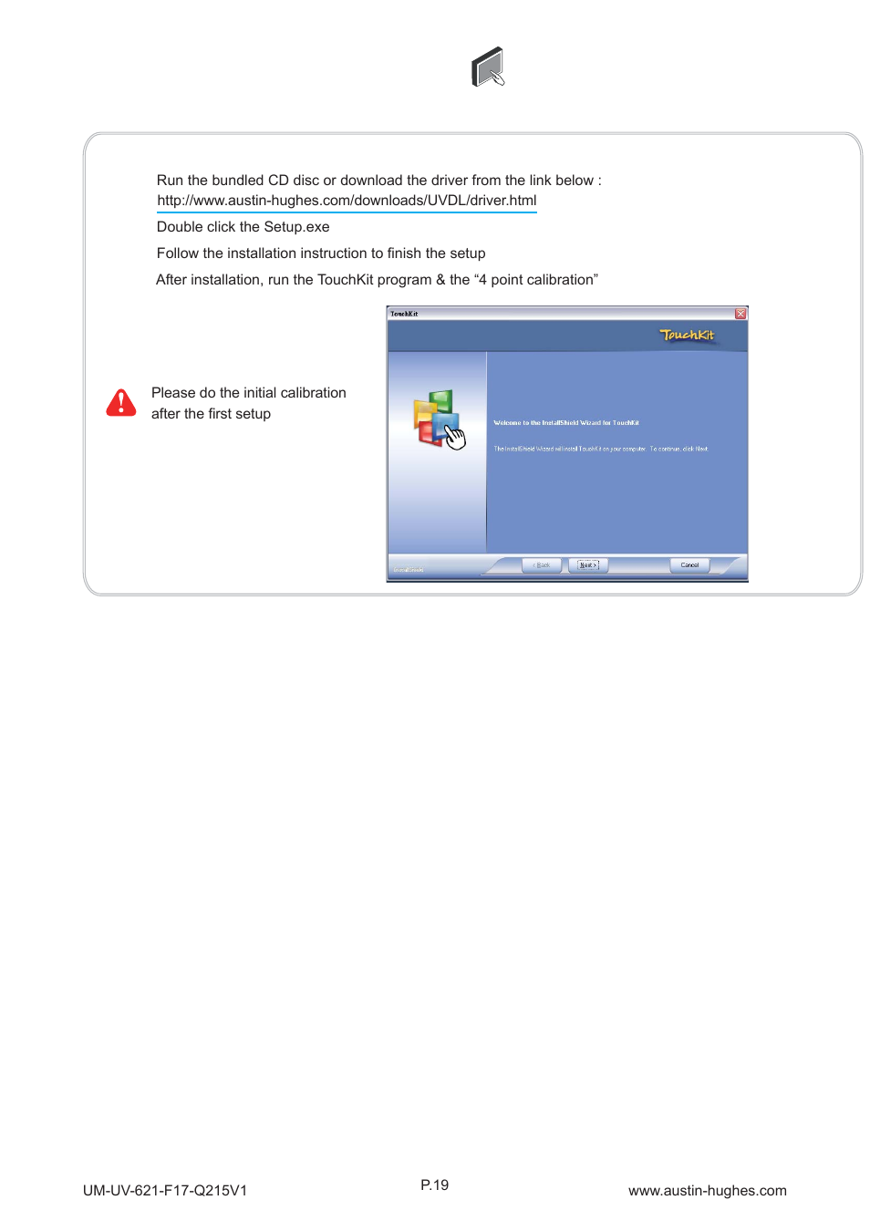 5 > options : touchscreen & driver | Austin Hughes OP-F17 User Manual | Page 23 / 28