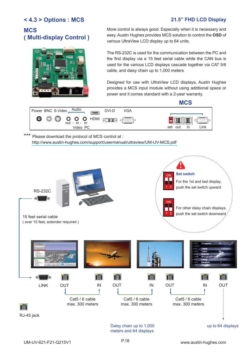 3 > options : mcs, Mcs ( multi-display control ) | Austin Hughes OP-F21 User Manual | Page 23 / 32