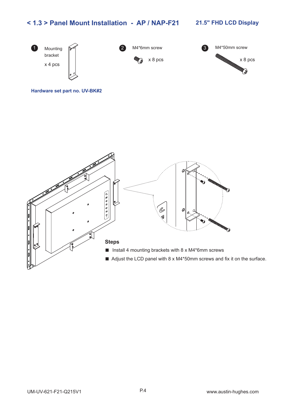 3 > panel mount installation - ap / nap-f21 | Austin Hughes OP-F21 User Manual | Page 9 / 32