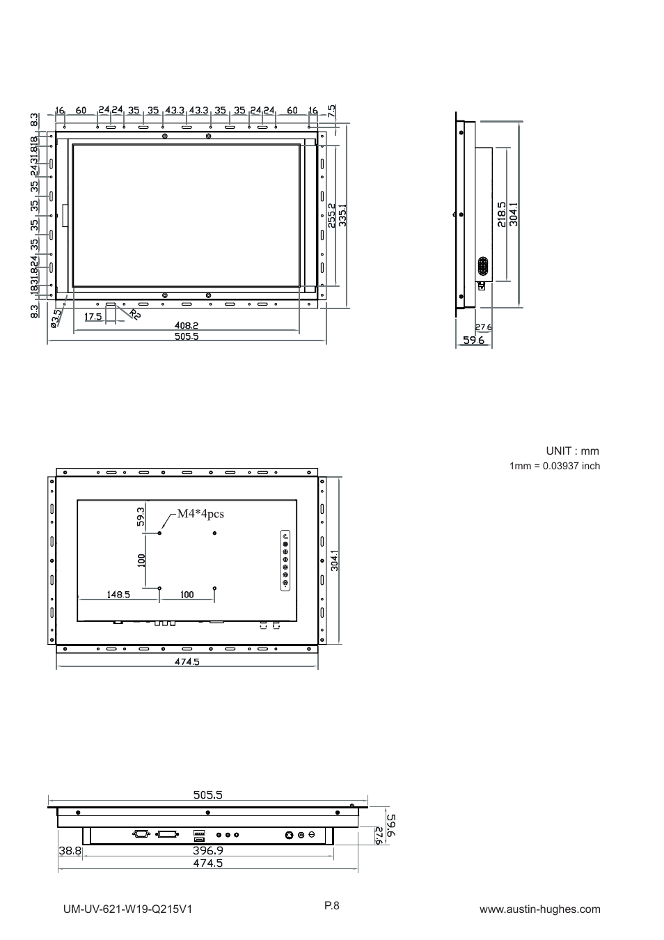 Op-w19, 2 > dimension - op-w19 | Austin Hughes OP-W19 User Manual | Page 13 / 32