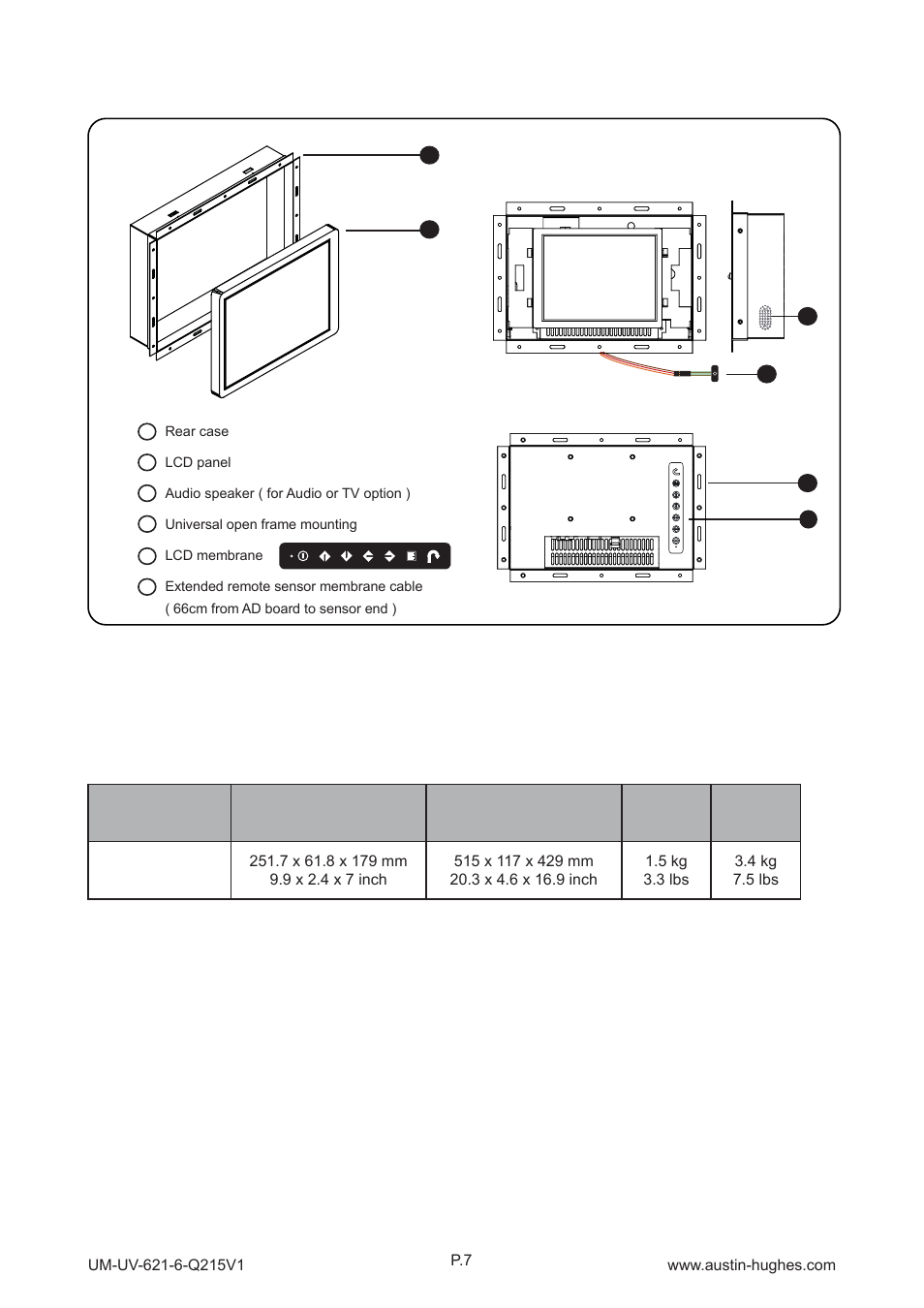 2 > structure diagram - op-6, Op-6, Front view | Rear view, 5" lcd display | Austin Hughes OP-6 User Manual | Page 11 / 24