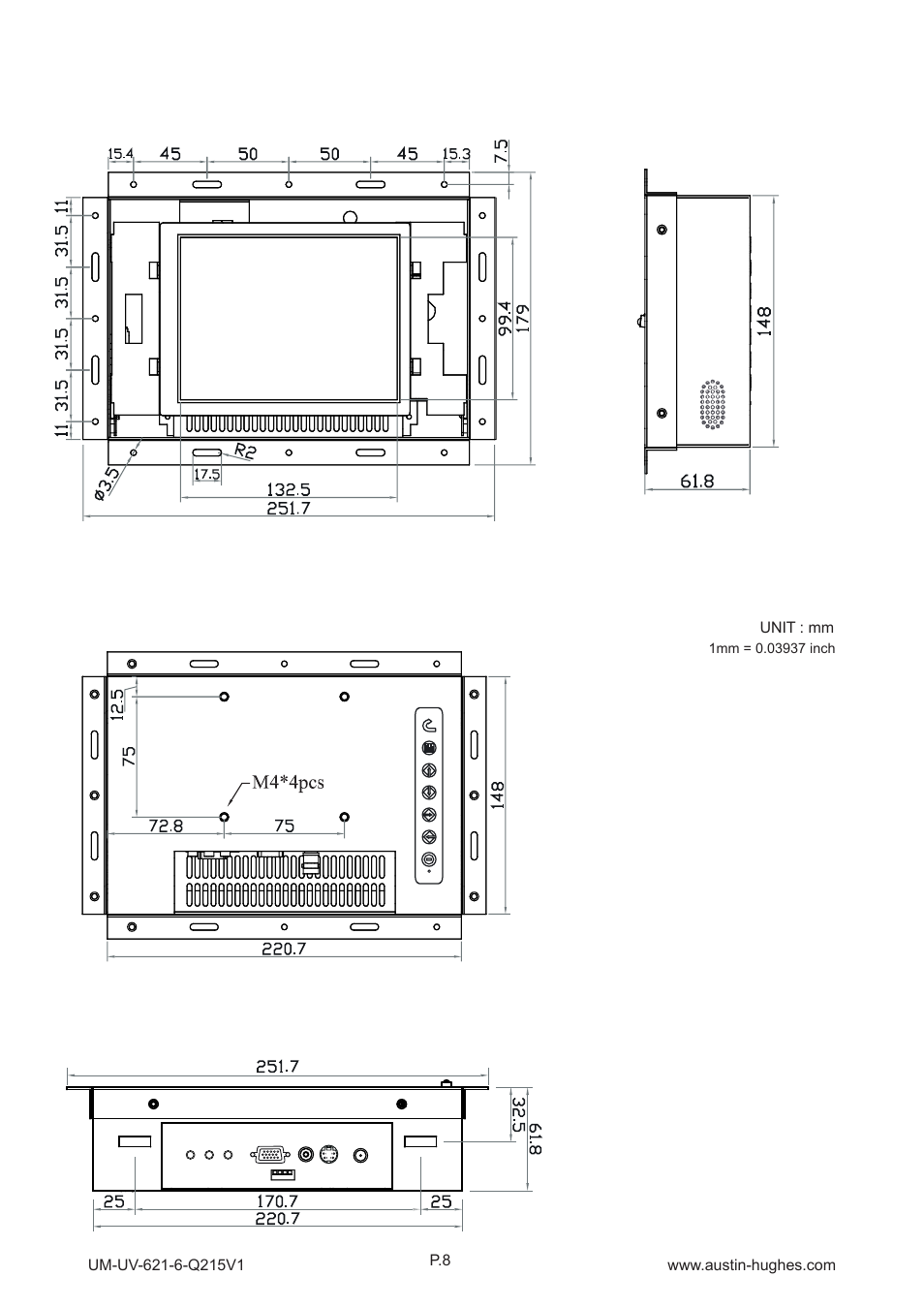 Op-6, 2 > dimension - op-6 | Austin Hughes OP-6 User Manual | Page 12 / 24