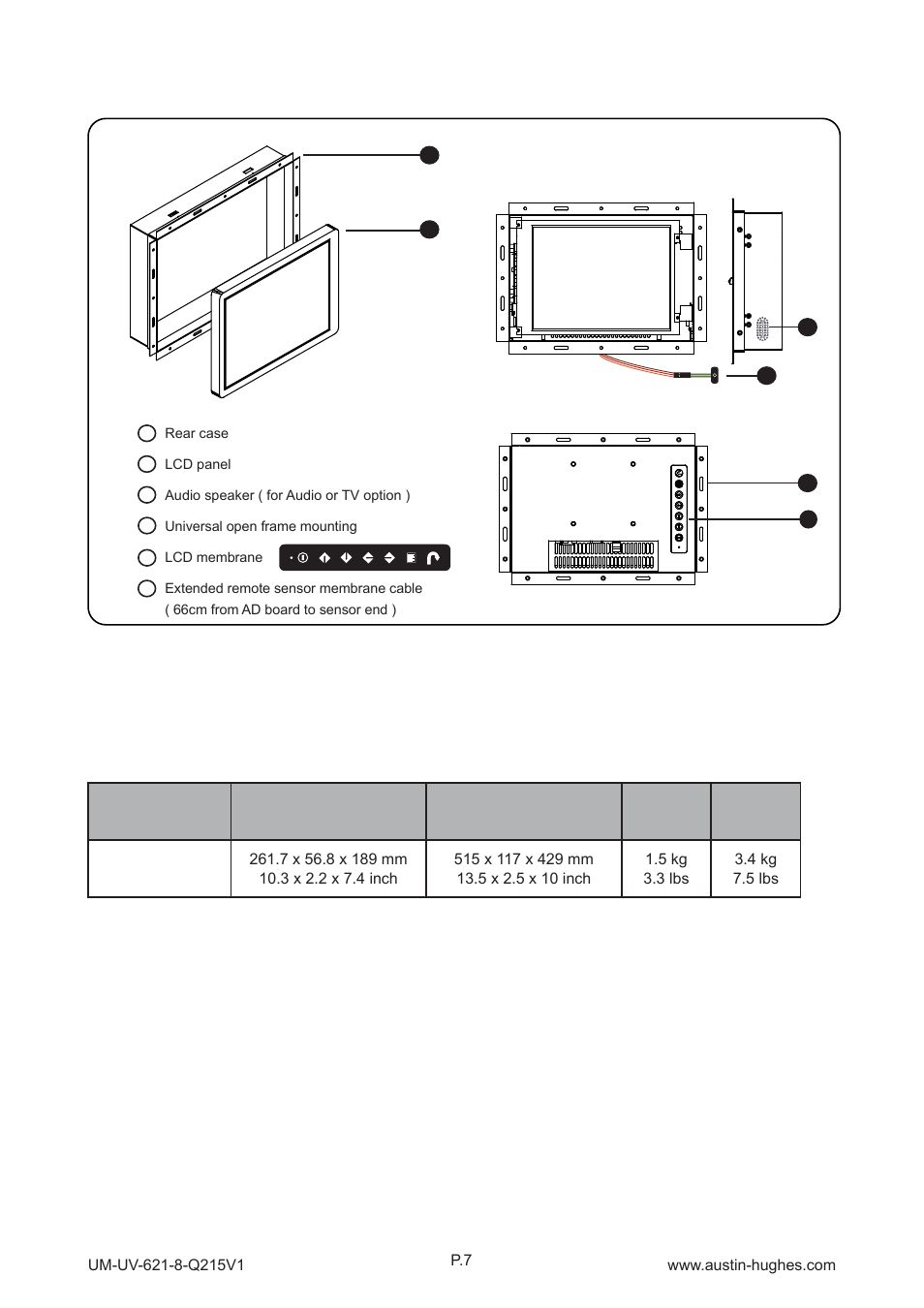 2 > structure diagram - op-8, Op-8, Front view | Rear view, 4" lcd display | Austin Hughes OP-8 User Manual | Page 11 / 24