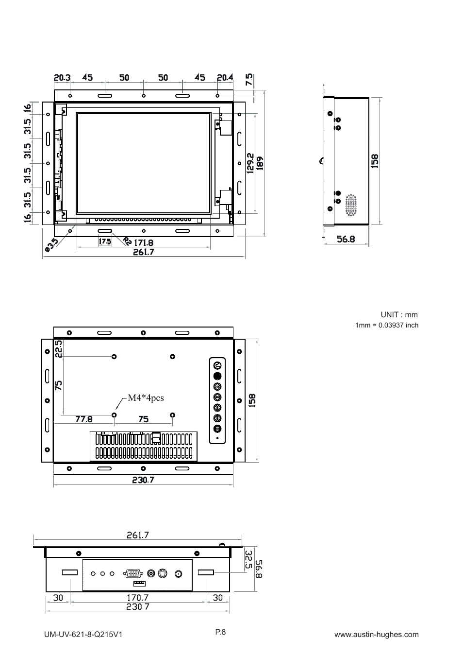 Op-8, 2 > dimension - op-8 | Austin Hughes OP-8 User Manual | Page 12 / 24