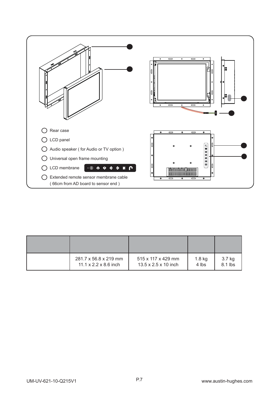 2 > structure diagram - op-10, Op-10, Front view | Rear view, 4" lcd display | Austin Hughes OP-10 User Manual | Page 11 / 24