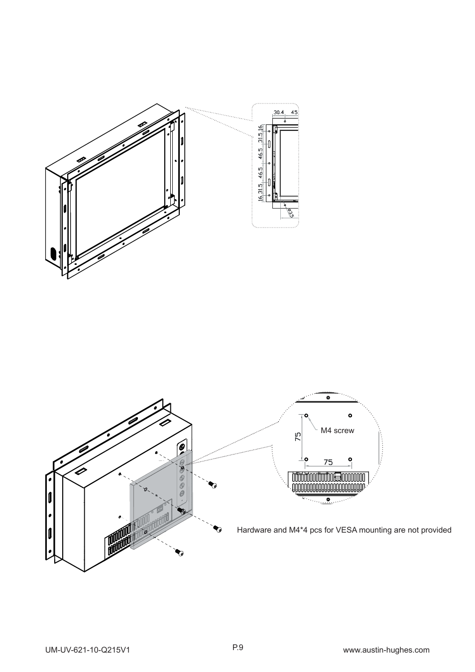 3 > installation - op-10, I ) universal mount ( ii ) vesa mount ( 75*75mm ) | Austin Hughes OP-10 User Manual | Page 13 / 24