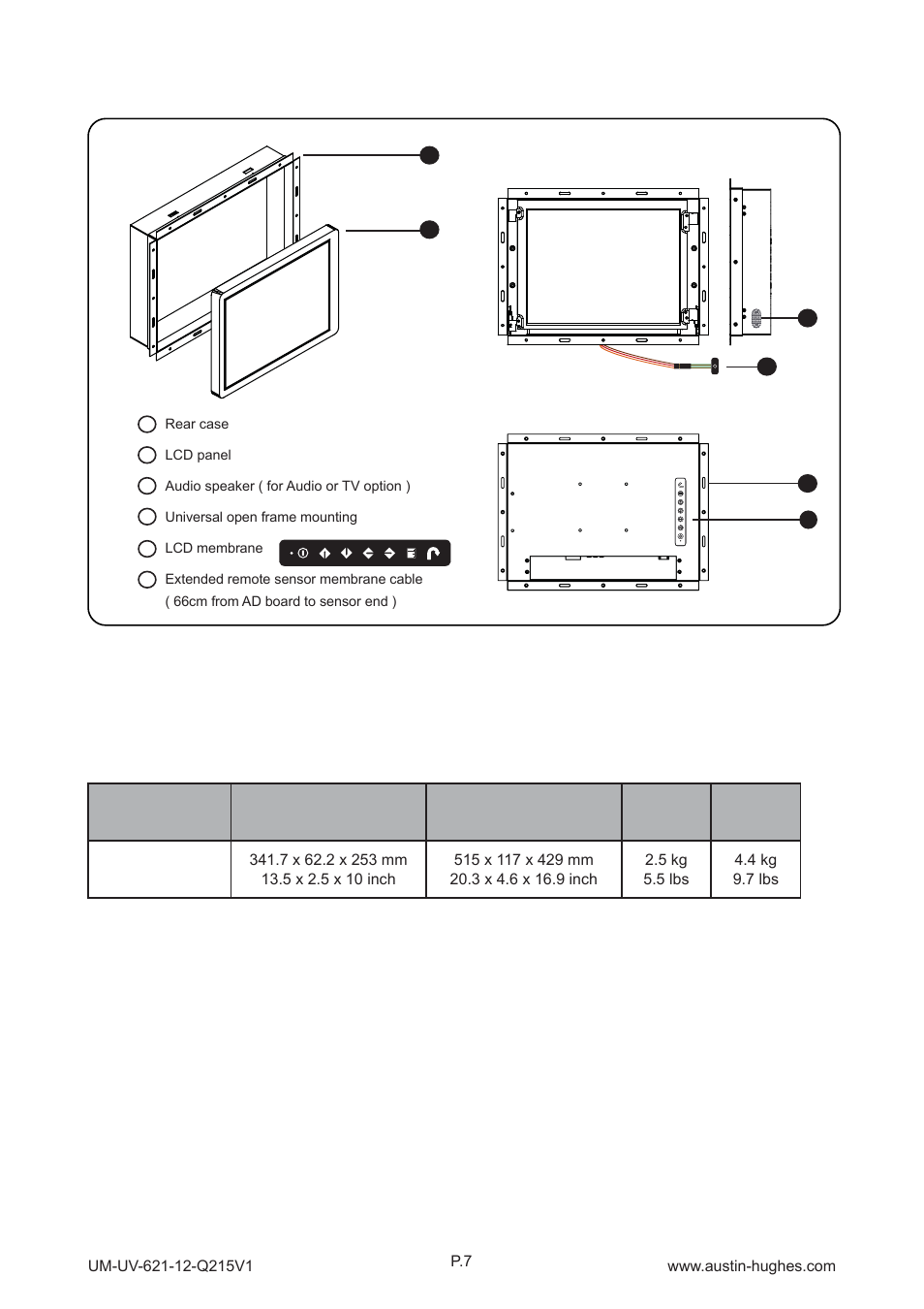 2 > structure diagram - op-12, Op-12, Front view | Rear view, 1" lcd display | Austin Hughes OP-12 User Manual | Page 11 / 24