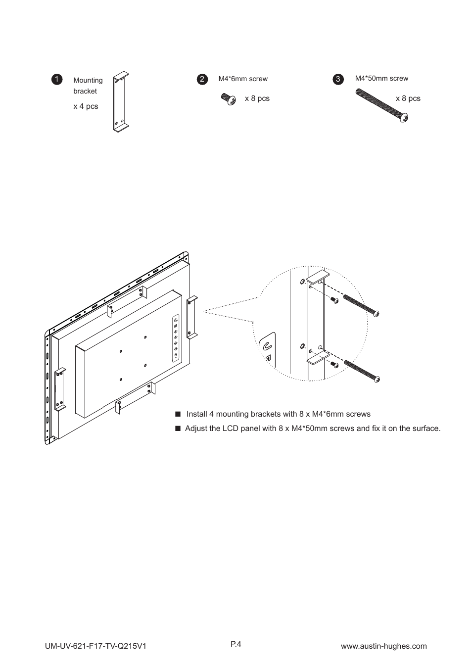 3 > panel mount installation - ap / nap-f17-tv | Austin Hughes OP-F17-TV User Manual | Page 9 / 40