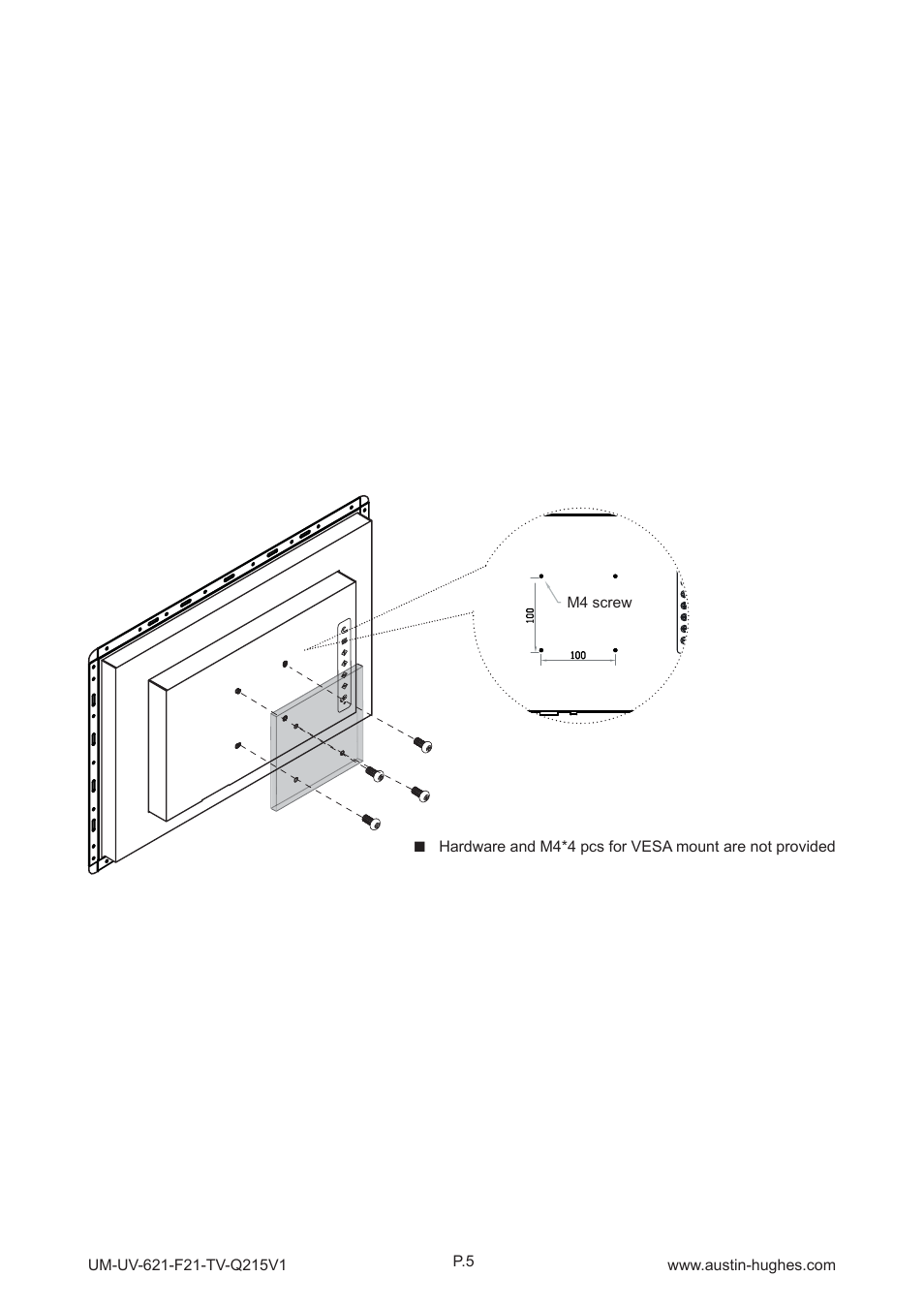 3 > vesa mount installation - ap / nap-f21-tv | Austin Hughes OP-F21-TV User Manual | Page 10 / 40