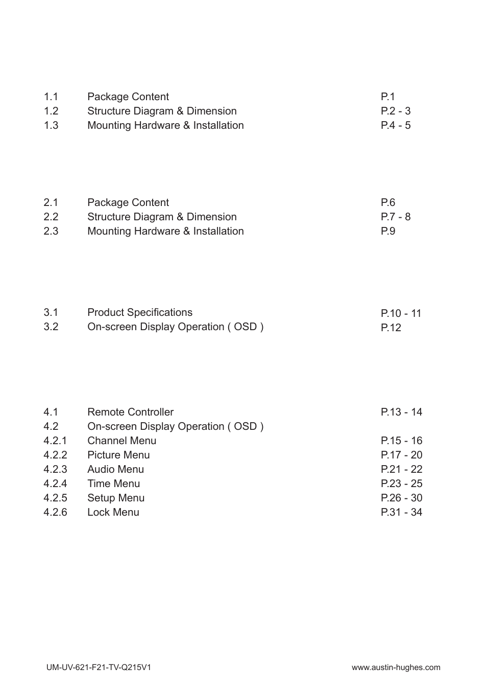 Austin Hughes OP-F21-TV User Manual | Page 4 / 40
