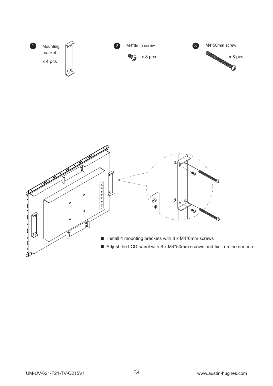 3 > panel mount installation - ap / nap-f21-tv | Austin Hughes OP-F21-TV User Manual | Page 9 / 40