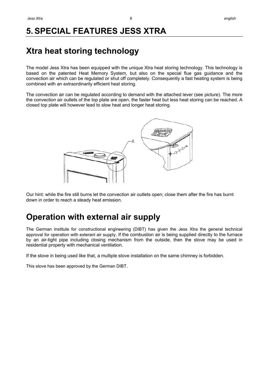 Operation with external air supply | Austroflamm Jess Xtra User Manual | Page 10 / 20