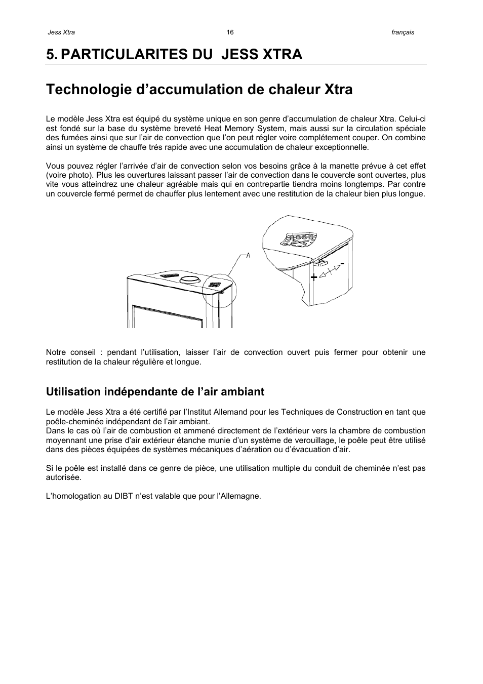 Utilisation indépendante de l’air ambiant | Austroflamm Jess Xtra User Manual | Page 18 / 20
