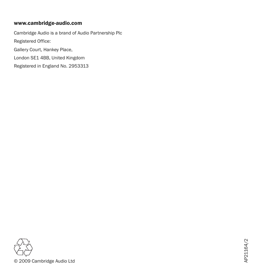 Cambridge Audio INCOGNITO LK10 User Manual | Page 20 / 20