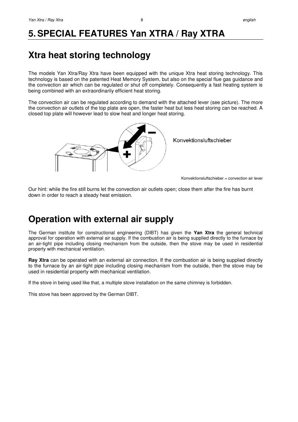 Operation with external air supply | Austroflamm Yan Xtra User Manual | Page 10 / 20