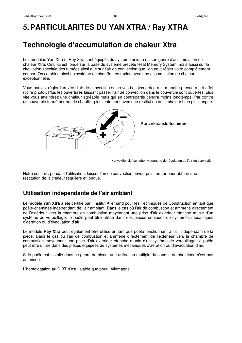 Utilisation indépendante de l’air ambiant | Austroflamm Yan Xtra User Manual | Page 18 / 20