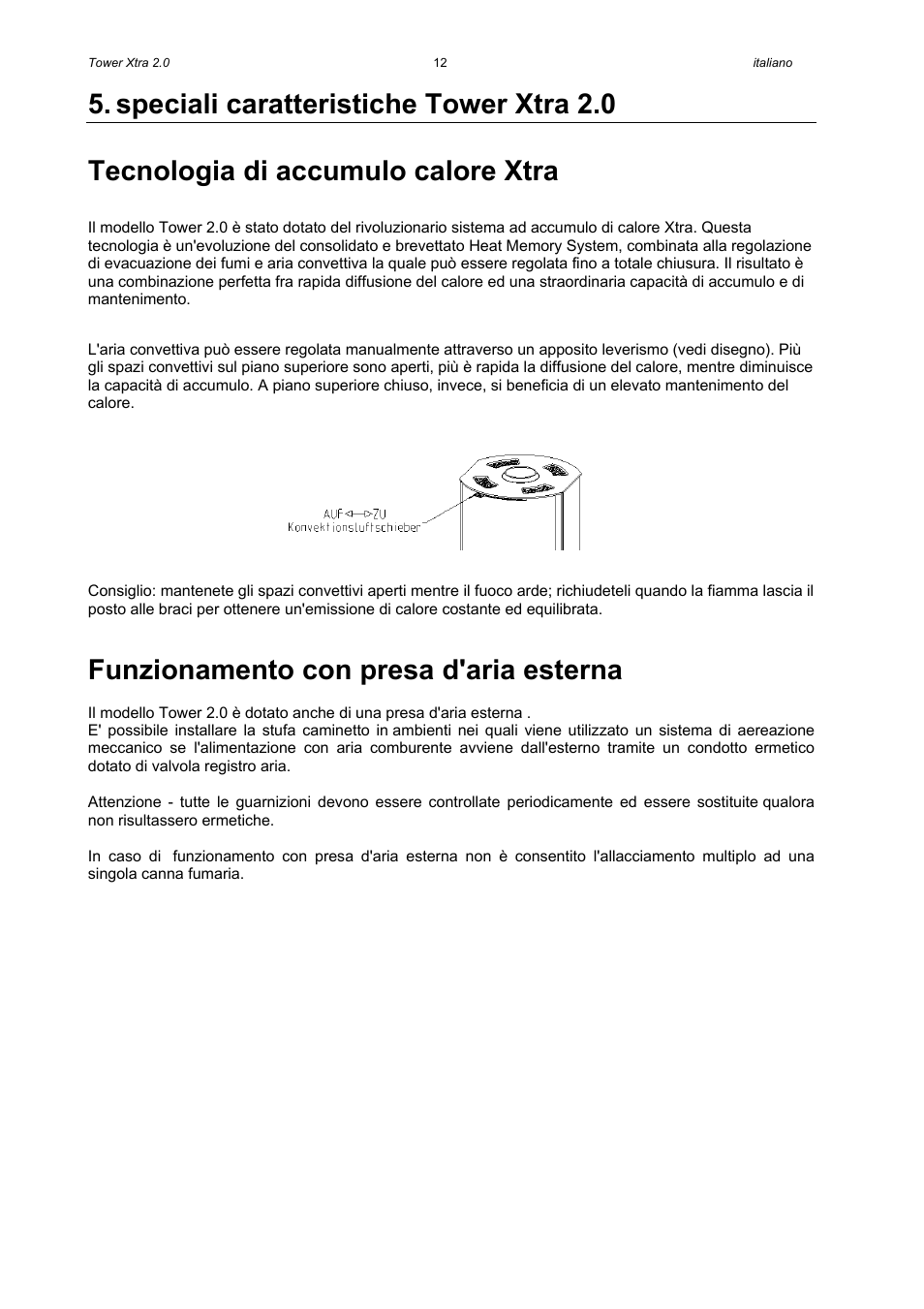 Funzionamento con presa d'aria esterna | Austroflamm Tower Xtra 2.0 User Manual | Page 14 / 20