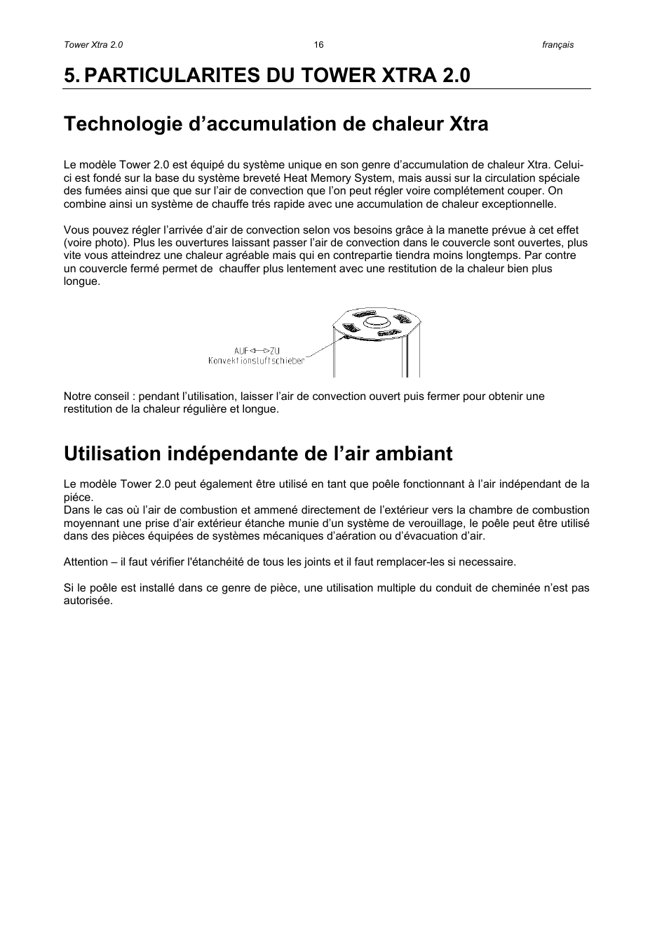 Utilisation indépendante de l’air ambiant | Austroflamm Tower Xtra 2.0 User Manual | Page 18 / 20